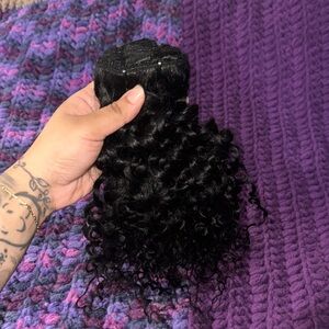 Luxurious Black Curly human Hair Extensions 7 pc
